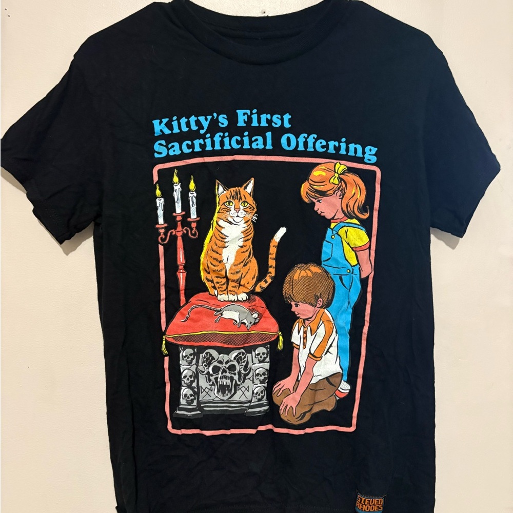 Kitty's First Sacrificial Offering Graphic Tee - Black